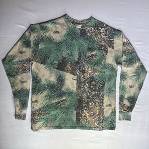 VTG Ridge Ghost Camo Pocket T-Shirt USA Made Mens XL Long Sleeve Hunting Pine
